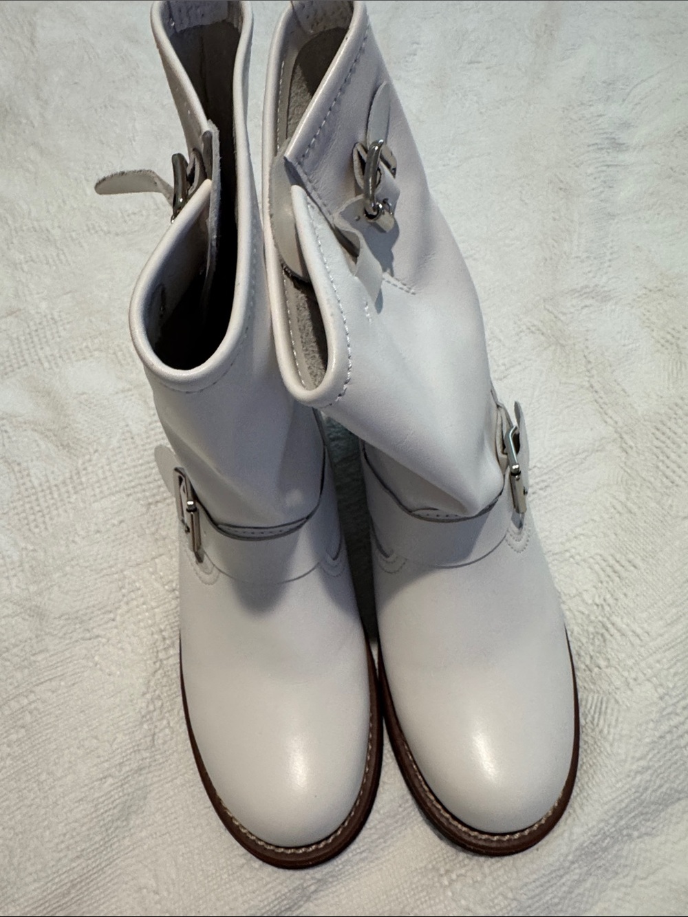 Jeffrey Campbell White Leather Buckle Ankle Boots